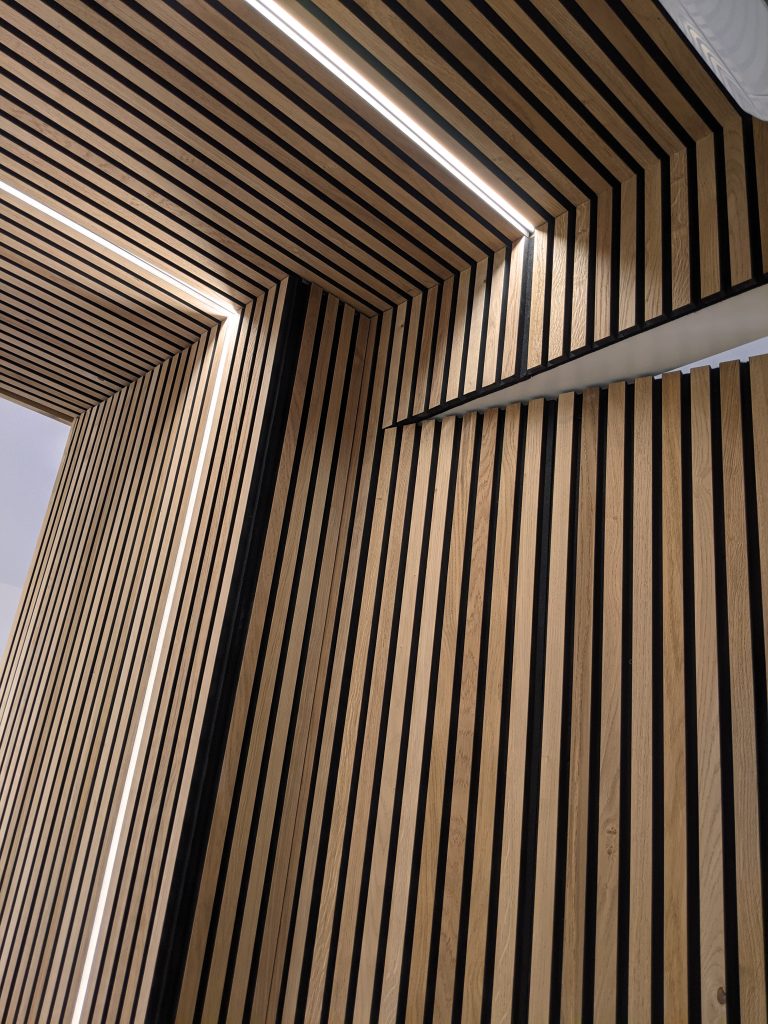 akupanel, rustic brown oak, celing led light hidden door
